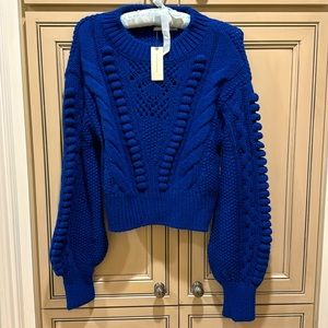 Cozy bright blue Anthropologie sweater